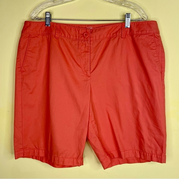 Loft Ann Taylor Cotton Shorts Bermuda Coral Flat Front Size 16 - Picture 1 of 7
